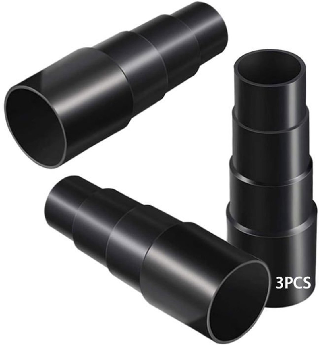 LISM-Drie adapters, PVC-verloopslang, verstelbare maat 25-42 mm, geschikt voor stofzuigers en elektrisch gereedschap.