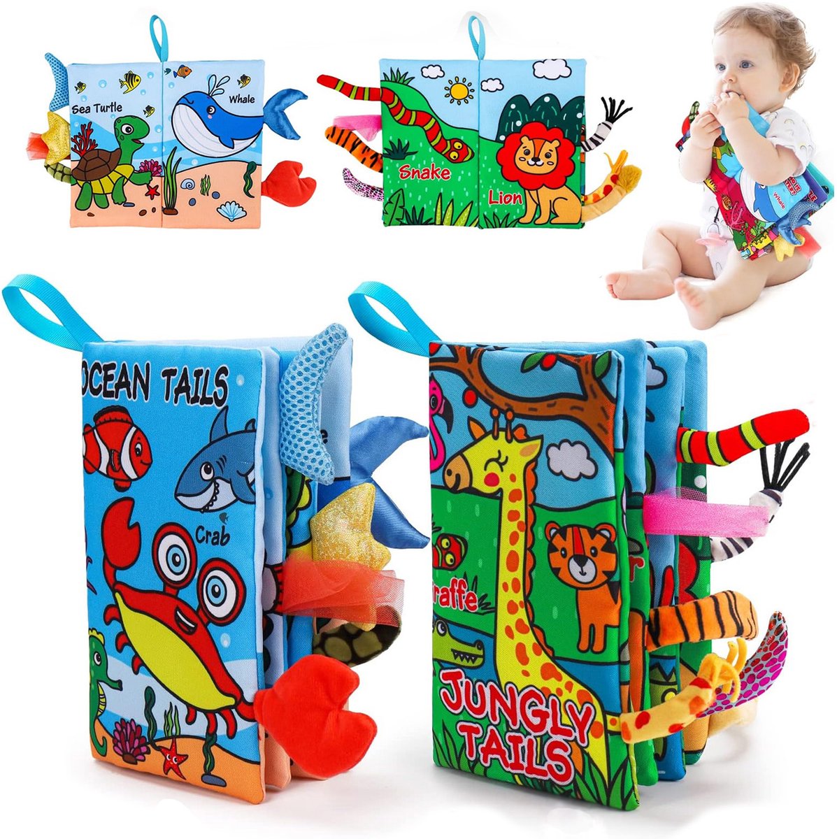 2 stuks Montessori babyboekjes - Sensorisch babyboek 6-12 maanden - Montessori activiteitenboekje - Cadeaus voor pasgeboren baby's