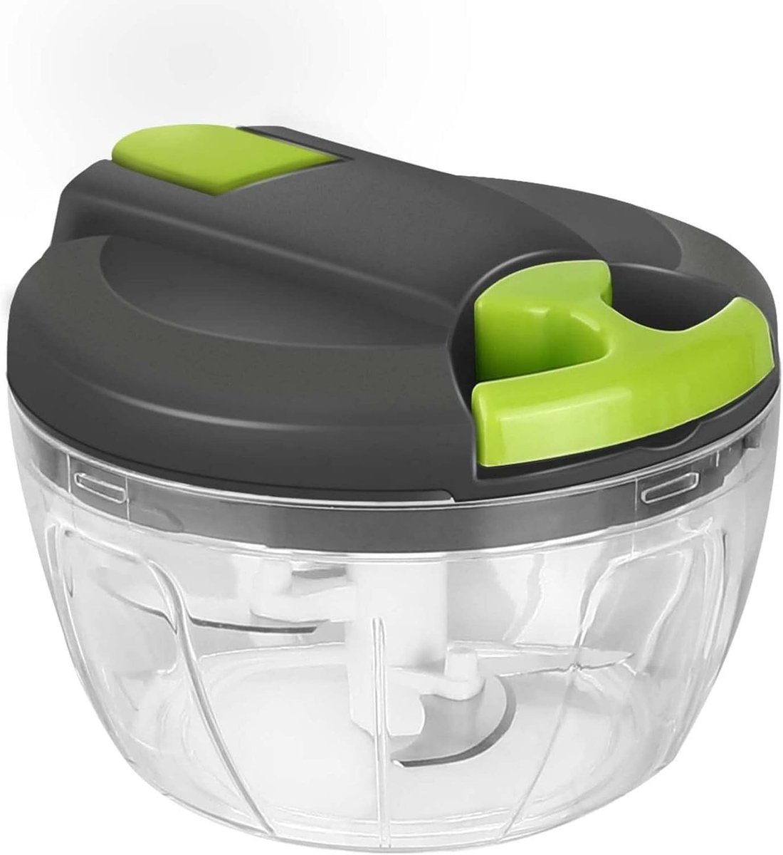 Uiensnijder - Transparant - 520 ml - Handmatige Groentesnijder met Trekkoord - Voor Groenten en Noten
