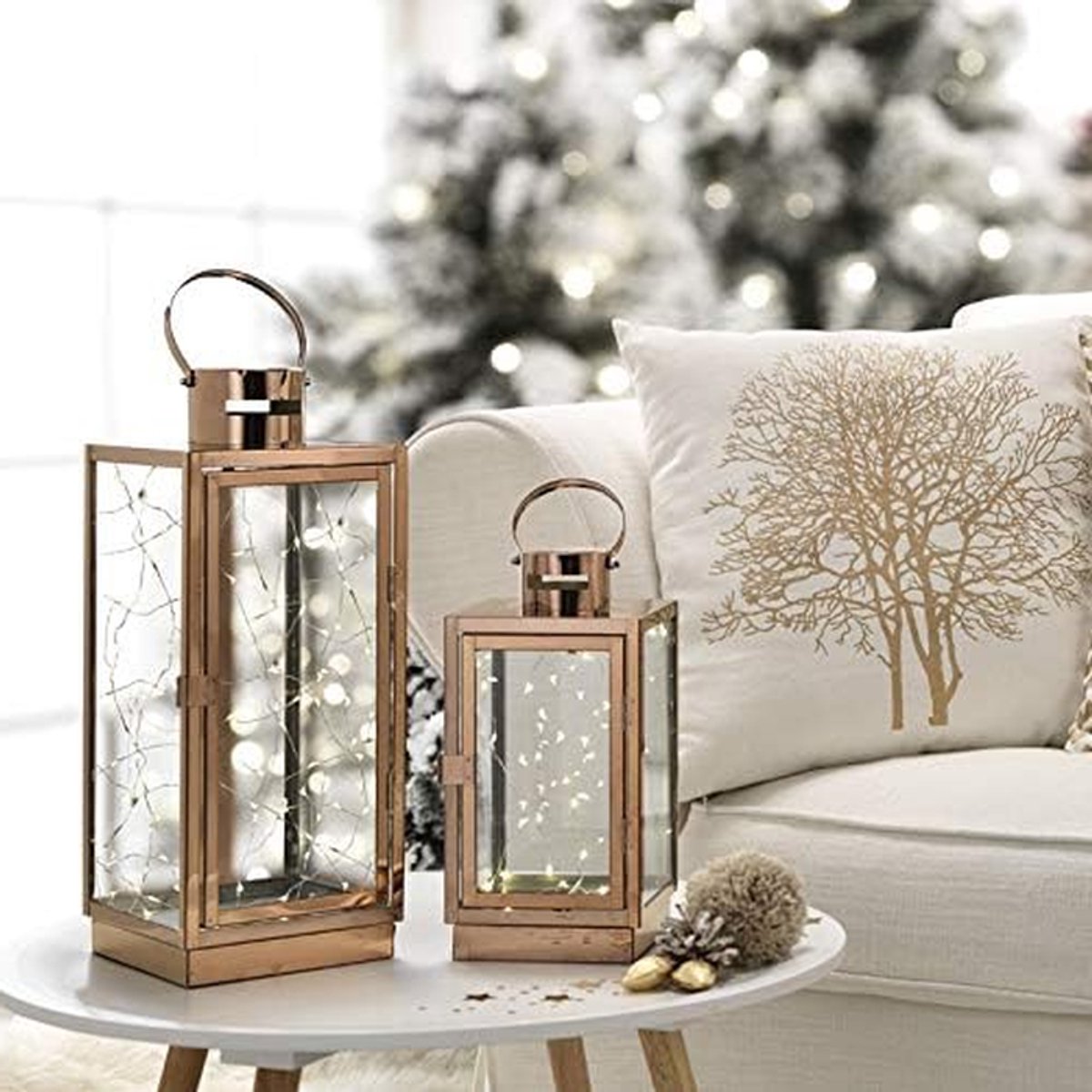 Kleine Lantaarn - Decoratieve Lamp - Buitenverlichting - Met LED Lamp - 135 x 135 x 275 cm - Zwart