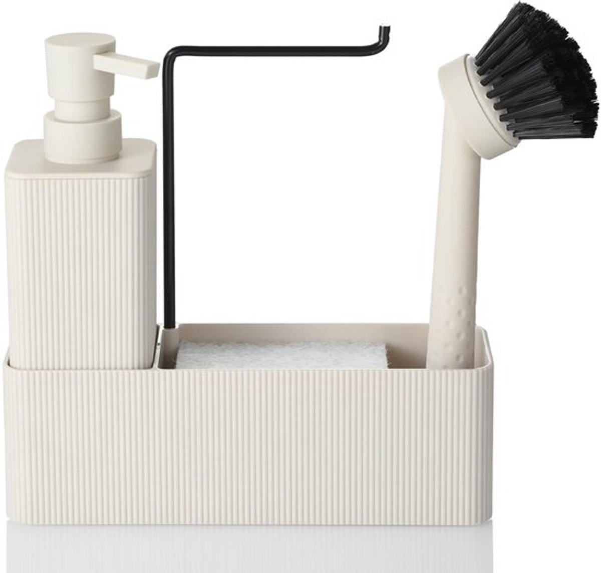 Afwasmiddeldispenser 5-delig - Keuken Organizer - Zeepdispenser - Sponshouder - Handdoekhouder - Ruimtebesparend Design - Keukenorganizer