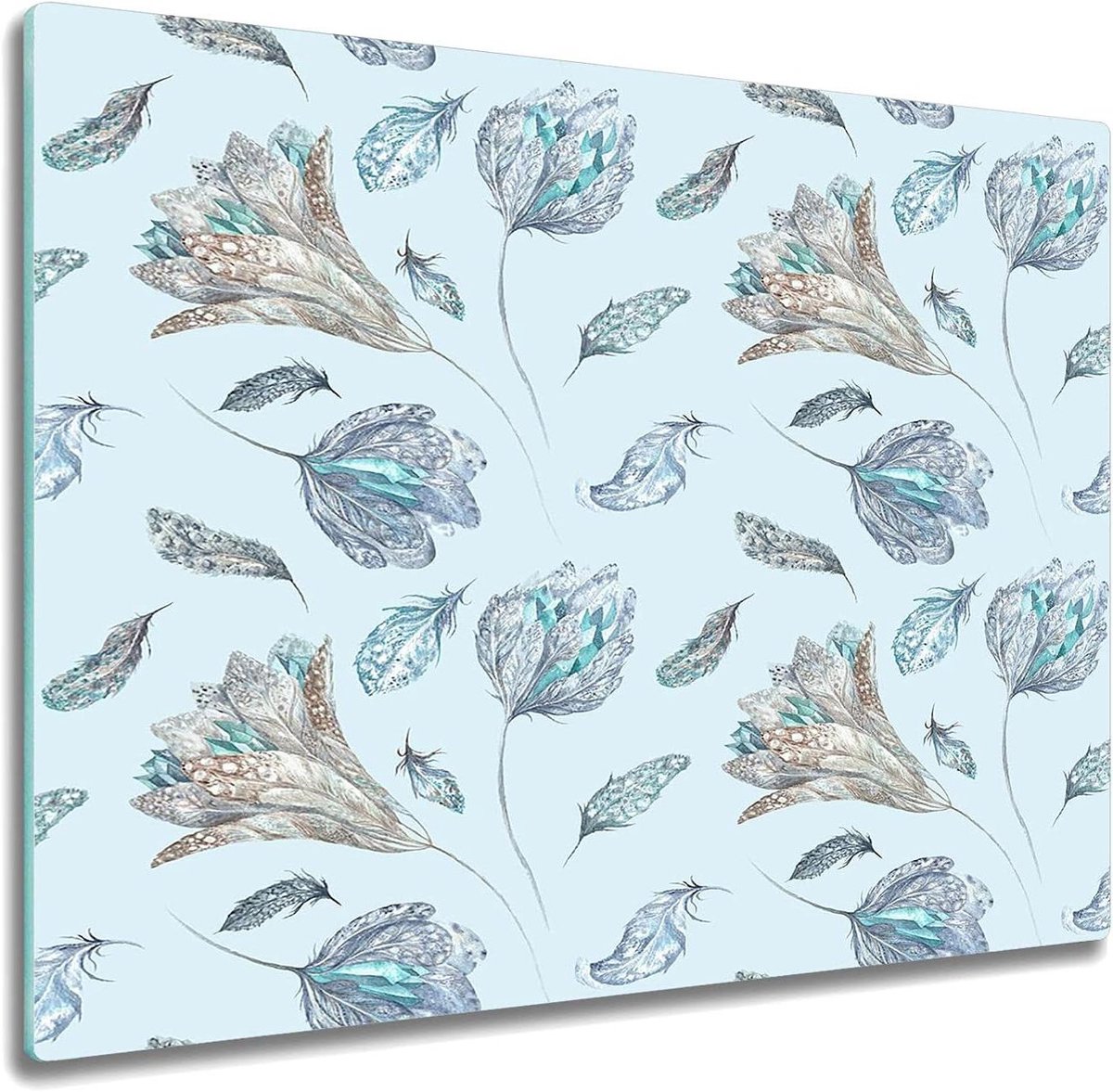 Glazen Snijplank - Kookplaatafdekking Achterwand - Keuken Beschermen - Gehard Glas - 60 x 52 cm - Veerbloemengolden
