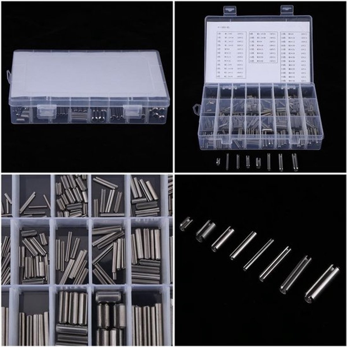 Spanstiften 280 stuks - Veerspanstiften - Roestvrij Staal 304 - Kunststof Doos - M1,5-M8 - Perfect voor Mechanische Industrie - Veerpennen