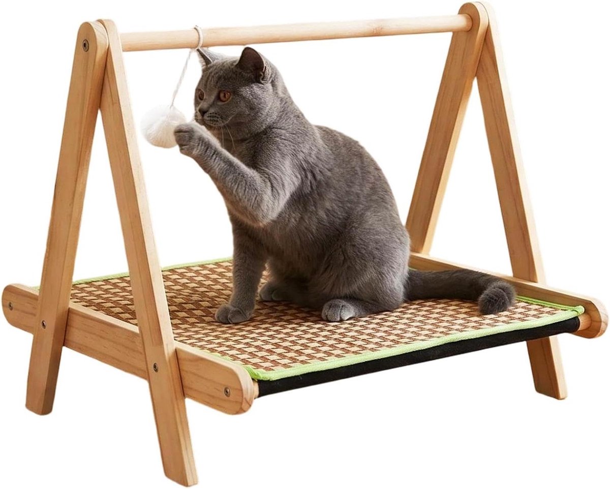 Krabmat Kat - Kattenligbed Speelgoed - Katten Spelen Klimmen - Verstevigde Driehoekige Ondersteuning - 42L x 25.5W x 9H cm