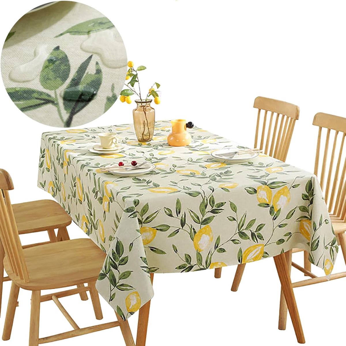 KZQ Rechthoekig PVC-tafelkleed 140 x 180 cm, waterdicht, vuilafstotend en afwasbaar, geschikt voor eettafel, tuintafel, bruiloft, woonkamer, eetkamer en balkon.