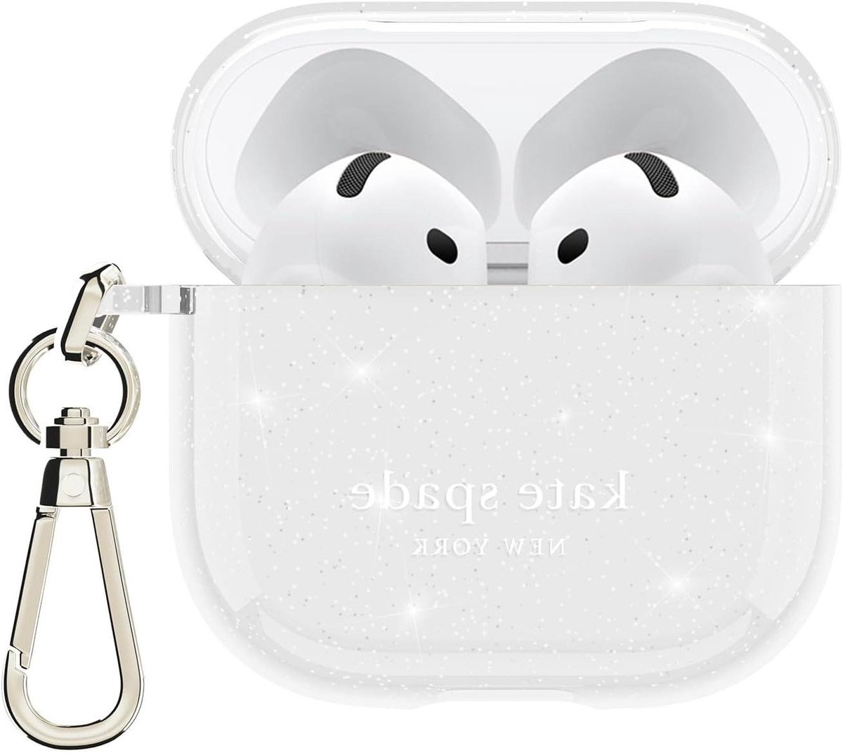 AirPods Hoesje - Oplaadcase Bescherming - Dagelijks Gebruik - Met Sleutelhanger - Generatie 4 - Sprankelend Zilver