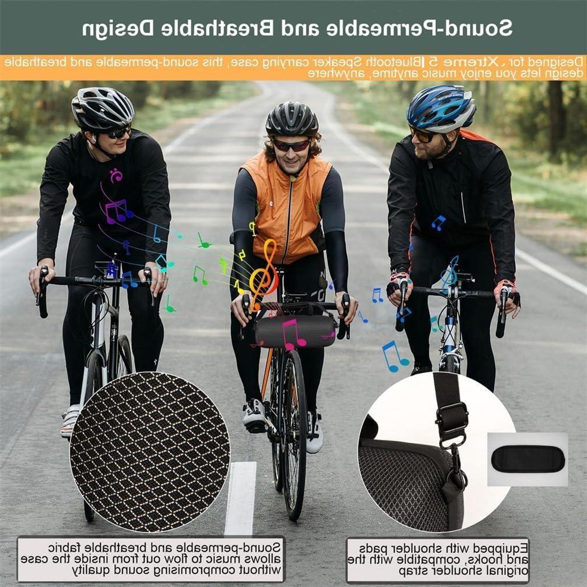 Draagtas Speaker - Beschermhoes Opbergtas - Outdoor Reizen - Geluidsdoorlatend Gaas - 45 x 17 x 17 cm - Zwart