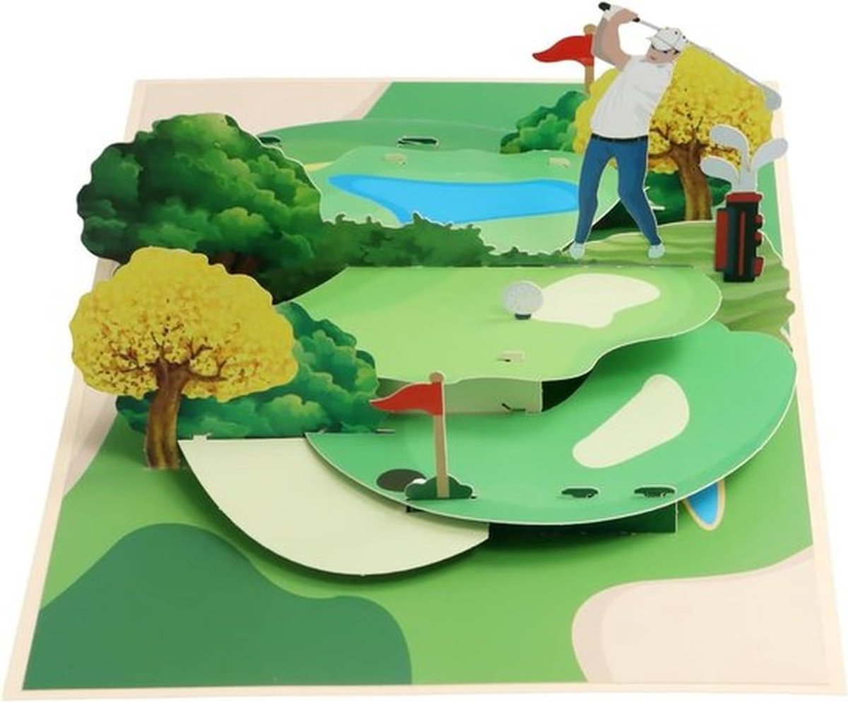 3D Golf Pop-Up Kaart - Sportieve Verjaardagskaart voor Golf Liefhebbers - Vaderdag Cadeau
