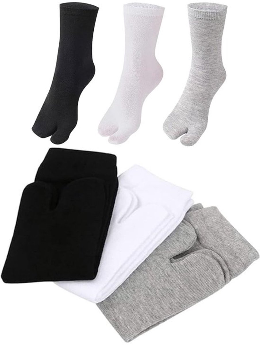 Tabi Sokken Split-Toe Ontwerp - Ademend - Antislip - Voor Mannen/Vrouwen - Perfect voor Teenslippers - 6 Paar - Teensokken
