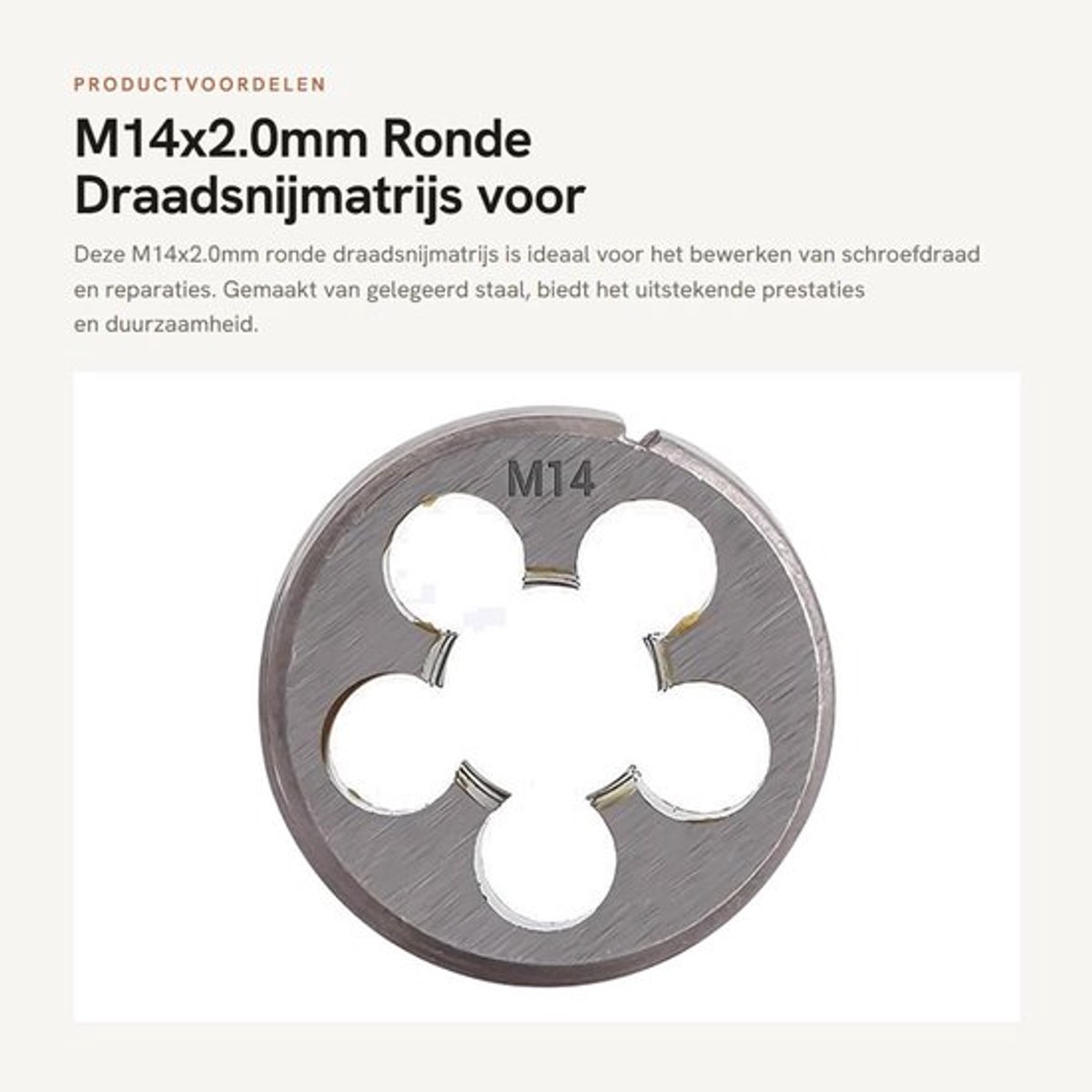 Draadsnijmatrijs M14x2.0mm - Linksdraaiend - Gelegeerd Staal - Snelstaal - Industrieel - Uitstekende Taaiheid - Schroefdraadmatrijs