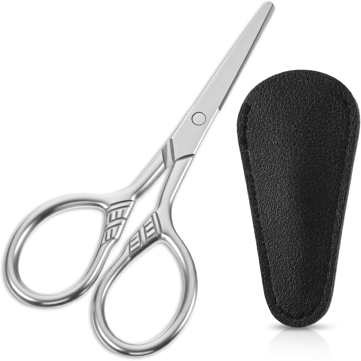 Neustrimmer - Zilver - 9 cm - Roestvrijstalen Baardschaar met PU-Lederen Etui - Voor Heren