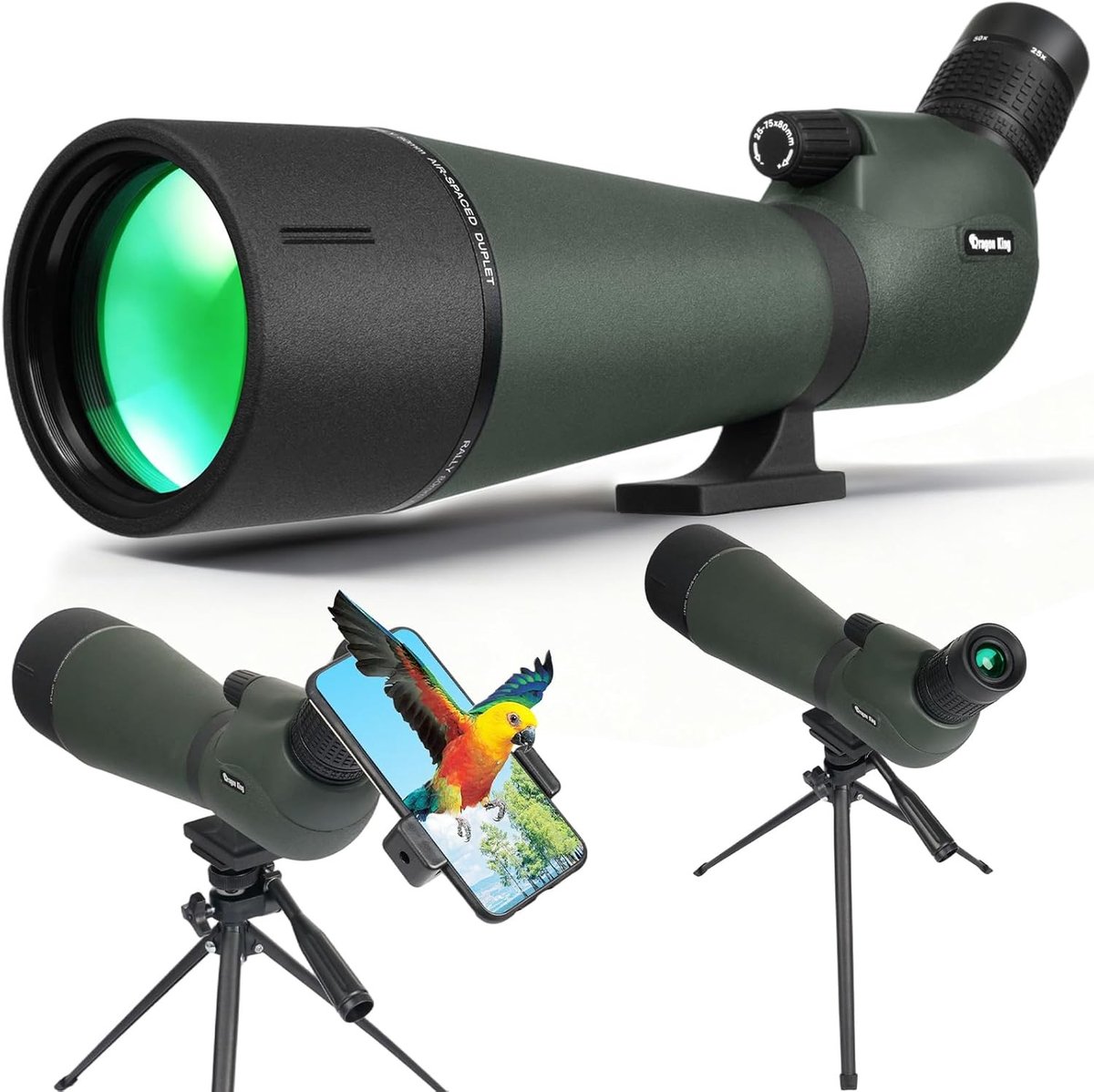 Nachtkijker met infrarood - Zwart - 25-75x80 mm - HD Zoom Telescoop met Statief en Telefoonadapter - Voor Vogelobservatie en Jacht