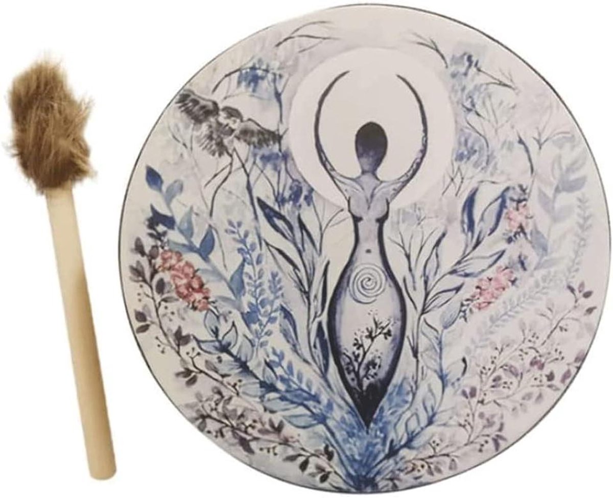 Sjamanistische Trommel - Handgemaakte Trommel Tongtrommel - Meditatie Muziek - Diep Krachtig Geluid - 25x23cm - One Color