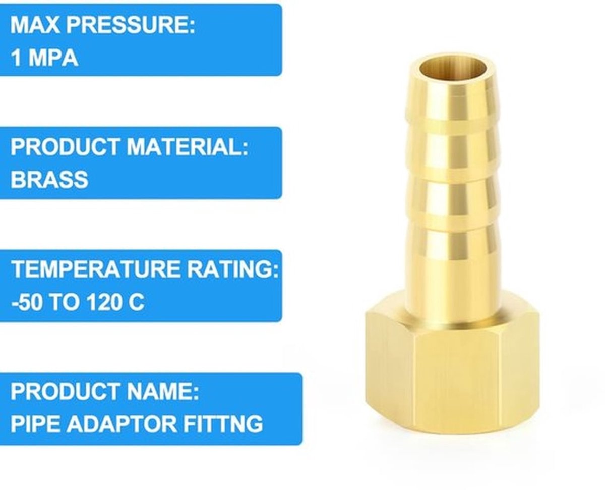 Knelkoppelingen 10 Stuks - 3/8" BSP x 6 mm - Messing - Slangmondstukken - Slangklemmen - Corrosiebestendig - Slangconnector