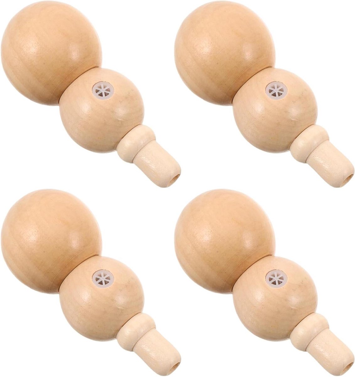Houten Kazoo Set - Muziekinstrument Fluitje - Muziek Maken - Traditionele Kalebasvorm - 4 Stuks - Khaki