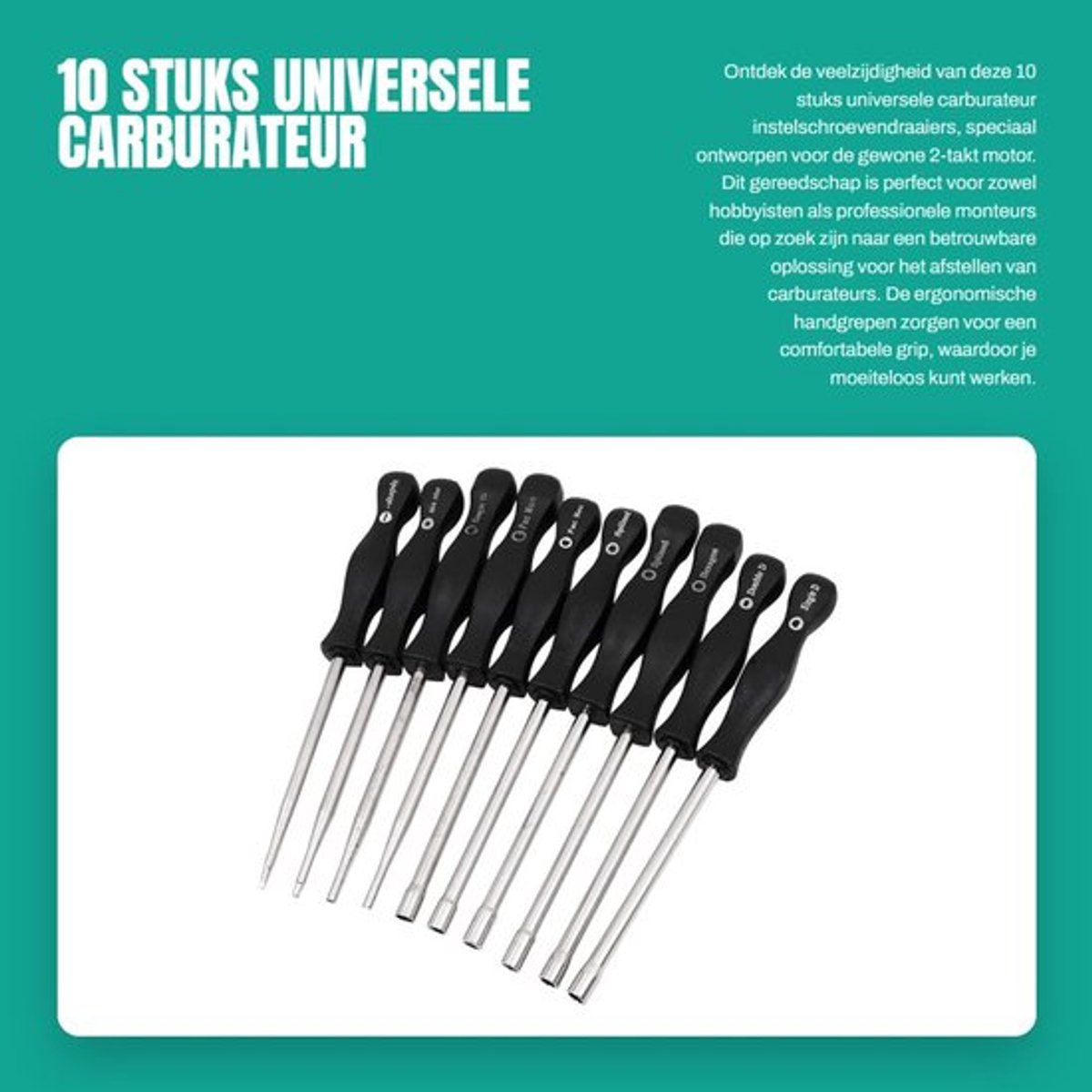Carburateur Instelschroevendraaier 10 Stuks - Universele Gereedschapsset - 2-Takt Motor - Nauwkeurige Afstelling - Gemarkeerde Handgrepen - Carburateur Gereedschapset
