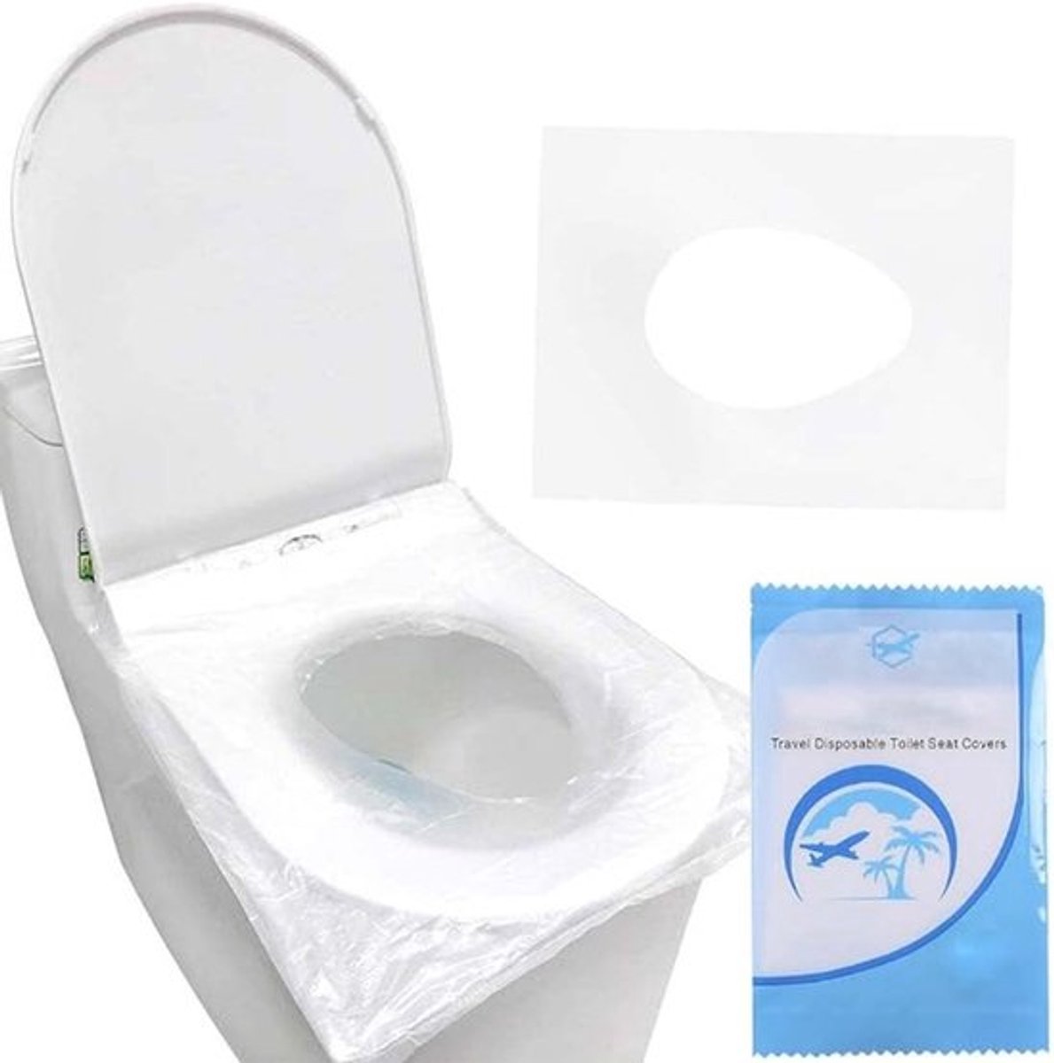 Wegwerp-WC-Brilhoezen Set van 50 - Compact/Lichtgewicht - Milieuvriendelijk PE-Materiaal - Waterdicht - Universeel Geschikt - Bescherming met Barrière - Toiletbrilhoes