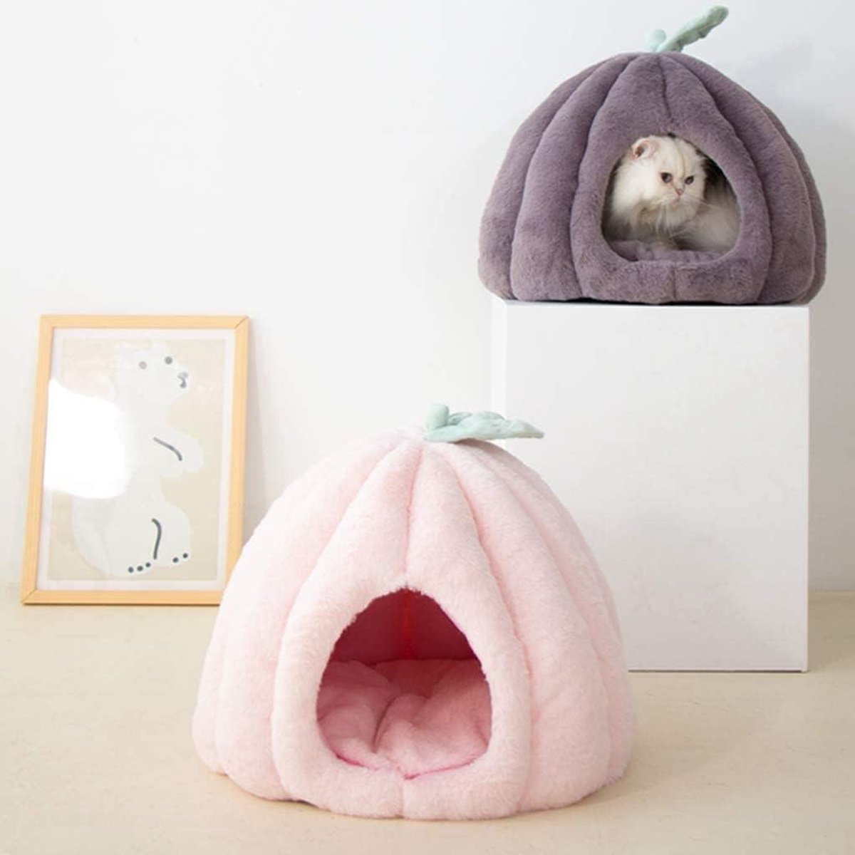 Hondenmand Kattenbed - Huisdier Nest - Warme Rustplek - Verwijderbaar Kussen - 45cm - Roze