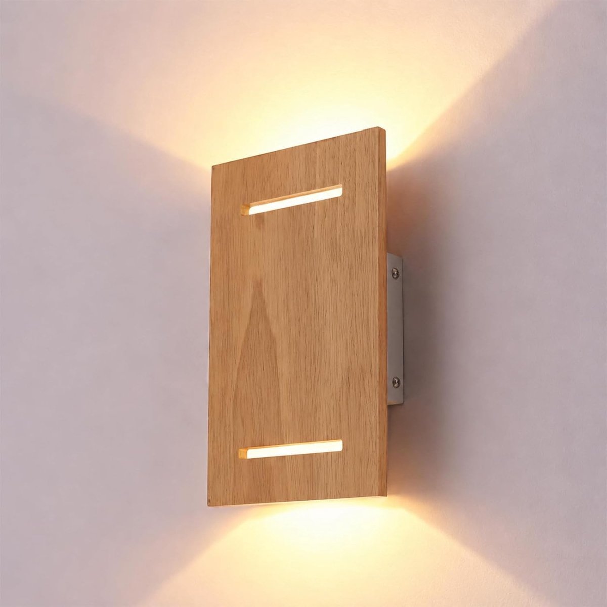 Wandlamp - Natuurlijk Hout - 24 x 13 cm - LED Wandlamp met Verwisselbare Fitting - Voor Woonkamer, Slaapkamer en Hal