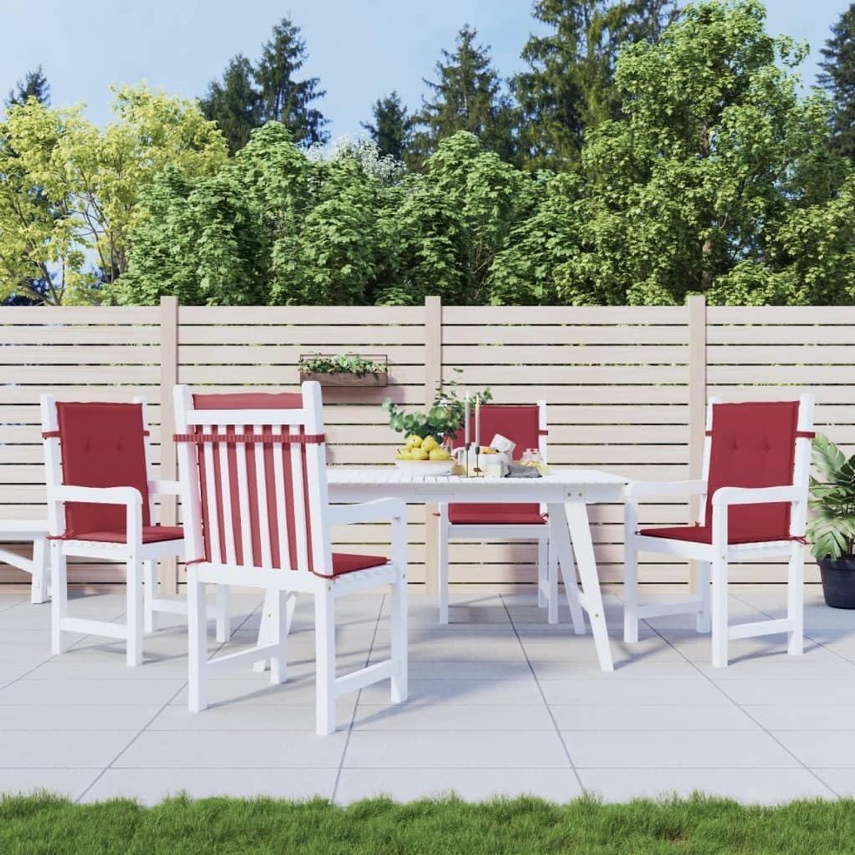 Tuinstoelkussens 4 stuks - Zitkussens buiten - Comfortabel Zitten - Waterafstotend Oxford-weefsel - 100 x 50 cm - Wijnrood