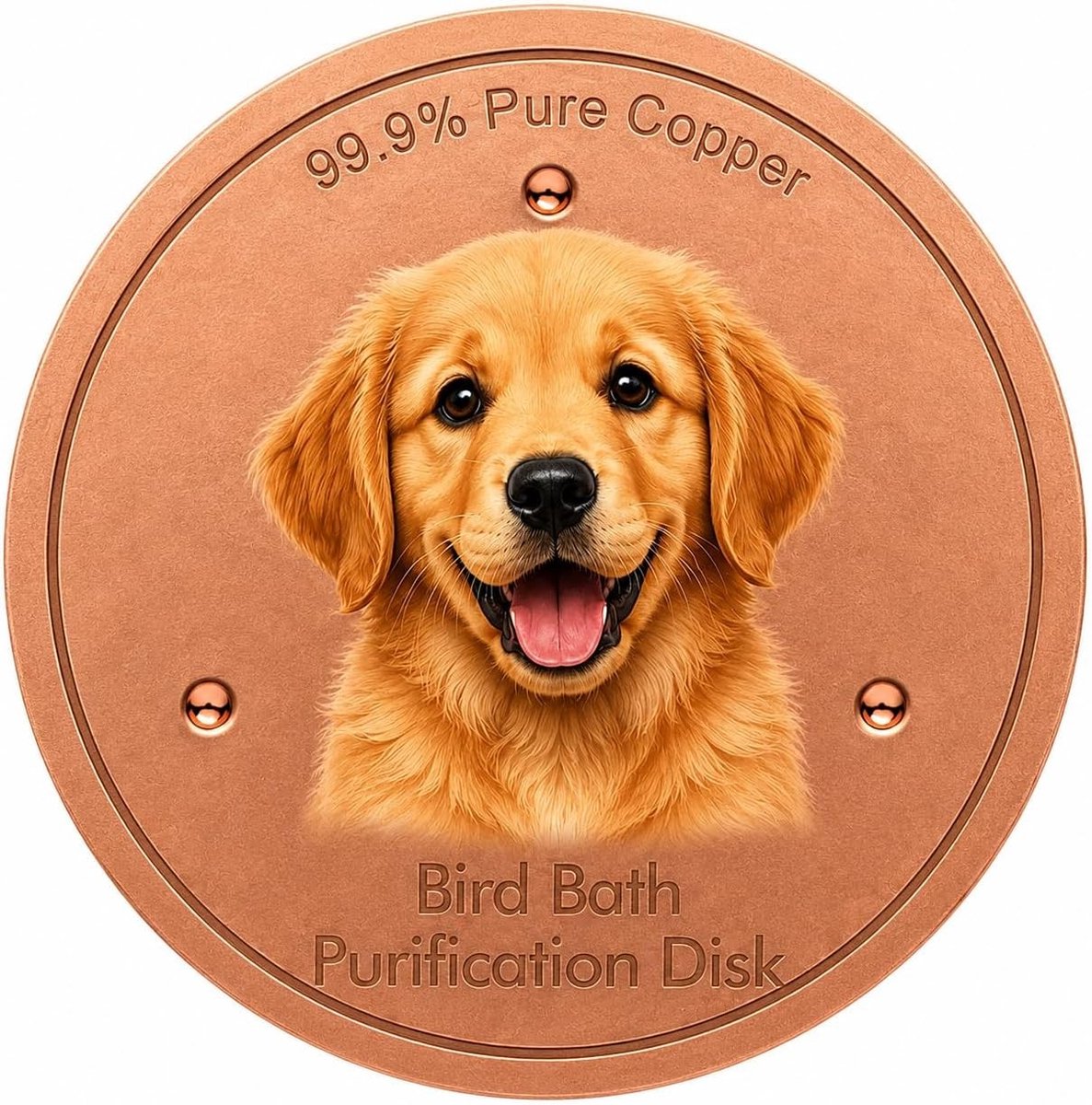 Koperen Plaat voor Vogelbad - Gekleurd Hondenmotief - 10 x 10 cm - 99,99% Koper - Voor Vogelbadjes en Tuinfonteinen