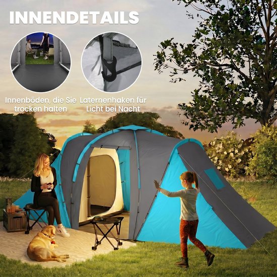 Outsunny Tunneltent-Polyester-taft, Fiberglas-555L x 225B x 190H cm-Grijs+Blauw — afbeelding 3
