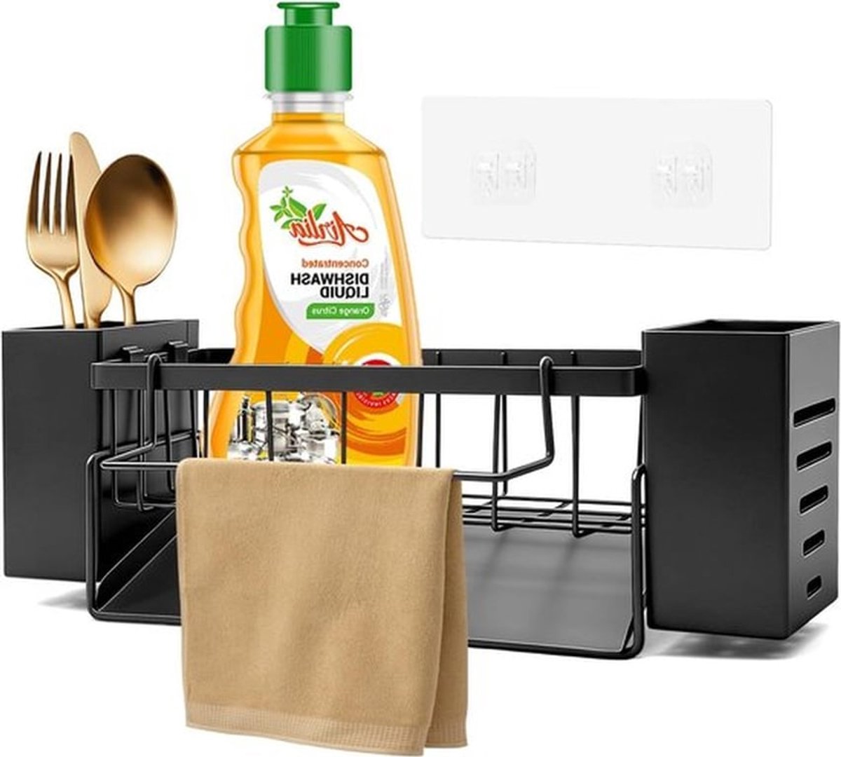Praktische Afwasorganiser met Automatische Afvoer, Inclusief 2 Opbergdozen voor Keuken en Badkamer