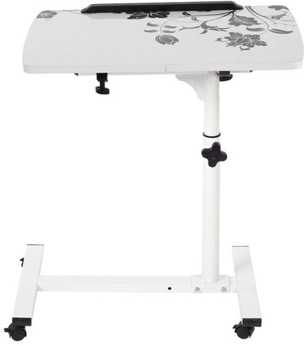 Laptoptafel Hoogte Verstelbaar - Bijzettafel - Banktafel - Verpleegtafel - Laptopstandaard - Hoogwaardig MDF, Wielen