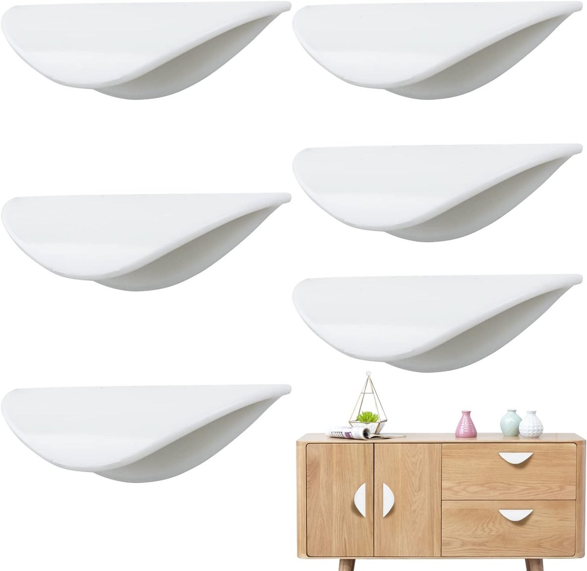 Pack of 6 Self Adhesive Balcony Door Handles, Outdoor Pasting Door Handles, Drawer Handles, Balcony Door Handle Without Drilling, for Doors and Windows, Cupboards, Drawers
