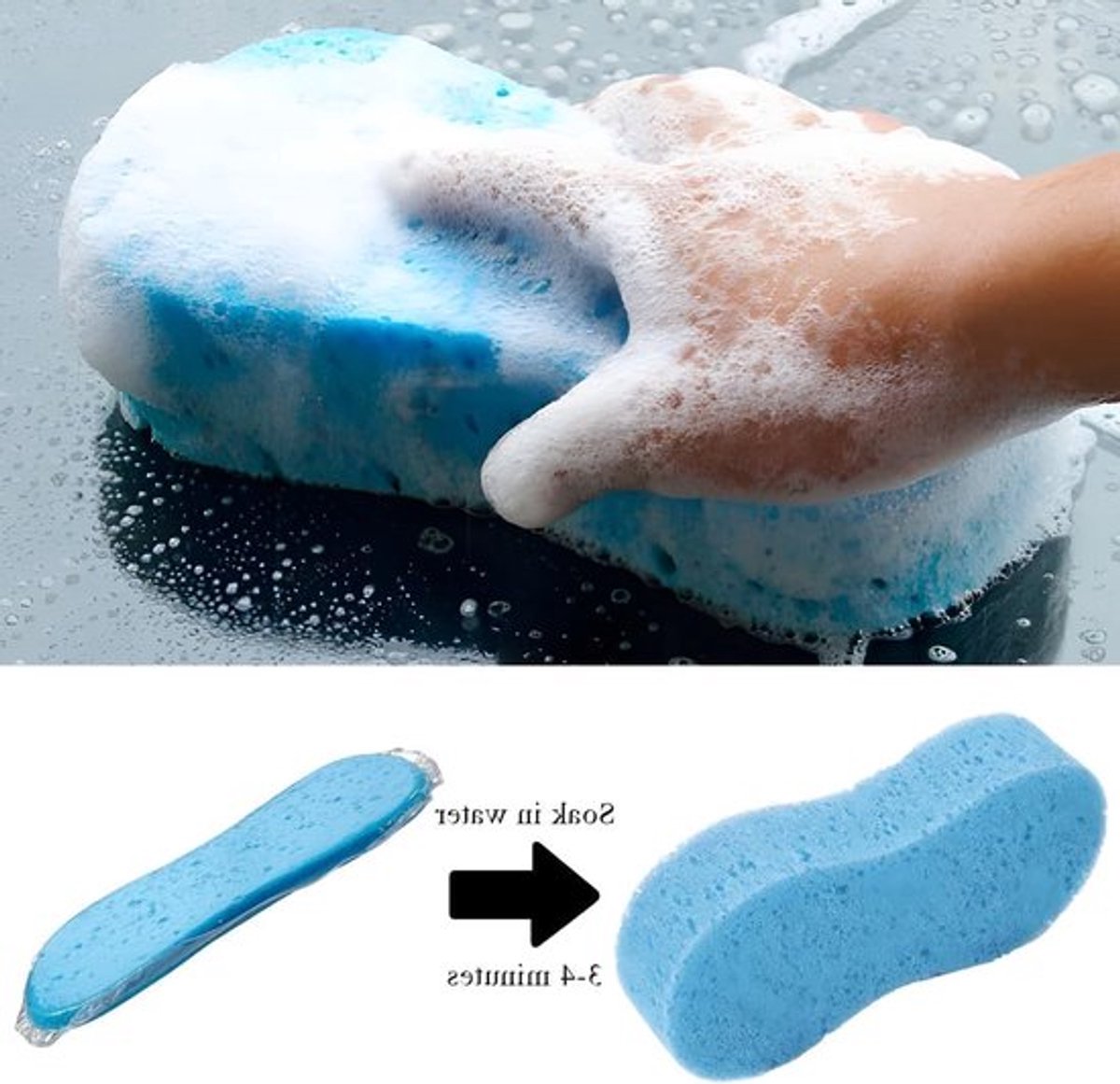 Set van 6 Auto Onderhoud Sponsen (23 x 11 x 4 cm), Verfvriendelijke Microvezel Sponsen voor Zacht Auto Wassen, Ideaal voor Glans en Bescherming