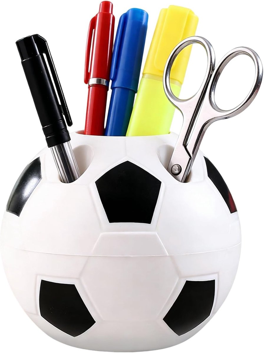 Pennenhouder voor kinderen 9,5 x 10,5 cm - voetbalvorm - 6 openingen - handige pennenorganizer - ShopVlot
