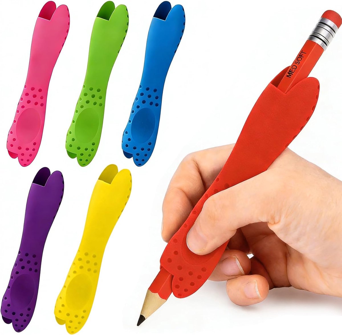 Siliconen Grip Pennenhouders - 6 Stuks Schuimrubber - Voor Kinderen en Volwassenen - Verbeter het Handschrift - ShopVlot
