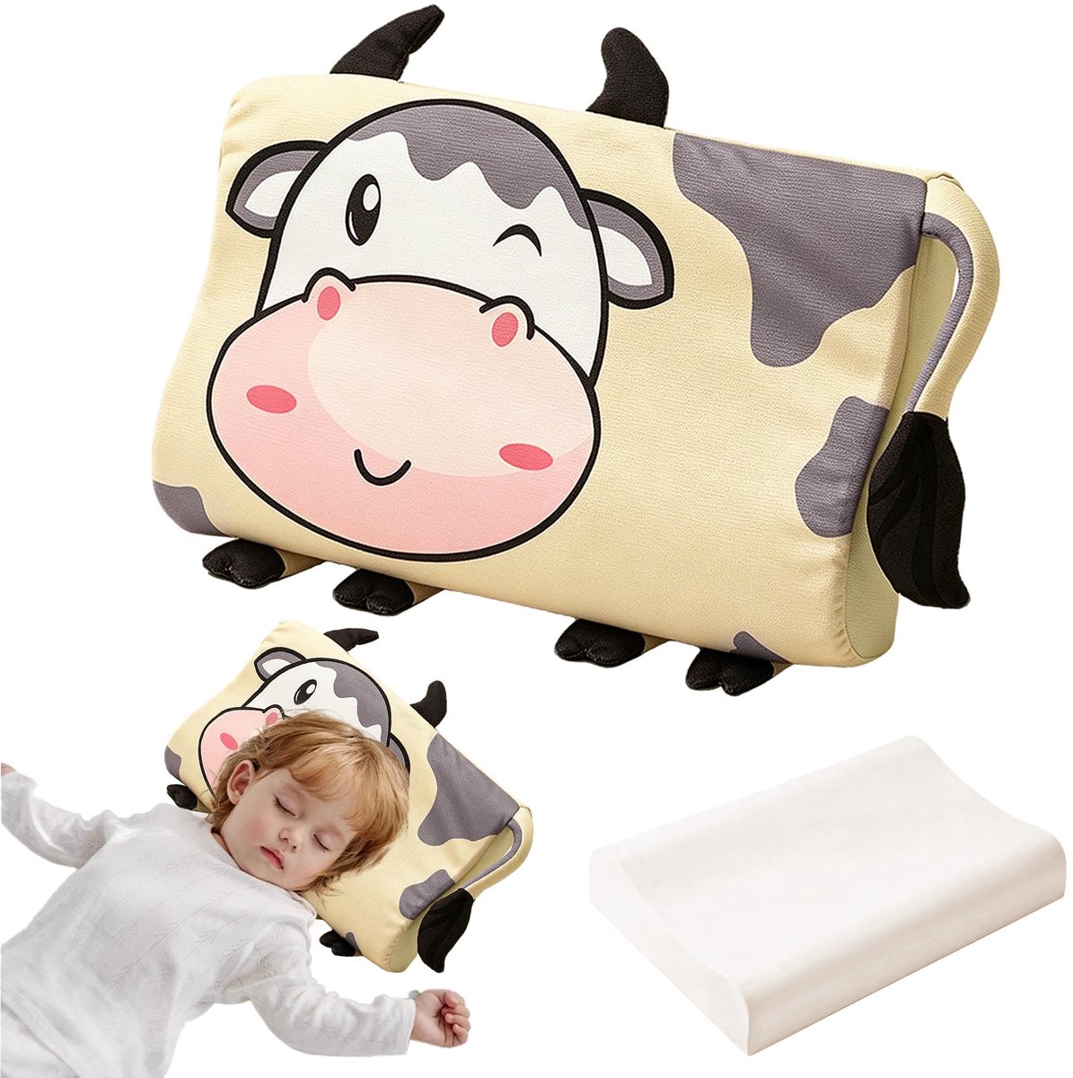 Traagschuim kussen voor kinderen 45 x 27 cm - ergonomisch - hypoallergeen - wasbaar wiegkussen - ShopVlot