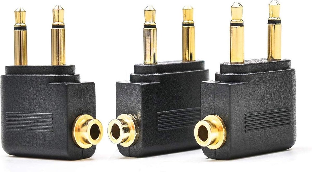 3.5mm vliegtuig adapter - 3 stuks - geschikt voor audioapparatuur - ideaal voor onderweg - ShopVlot