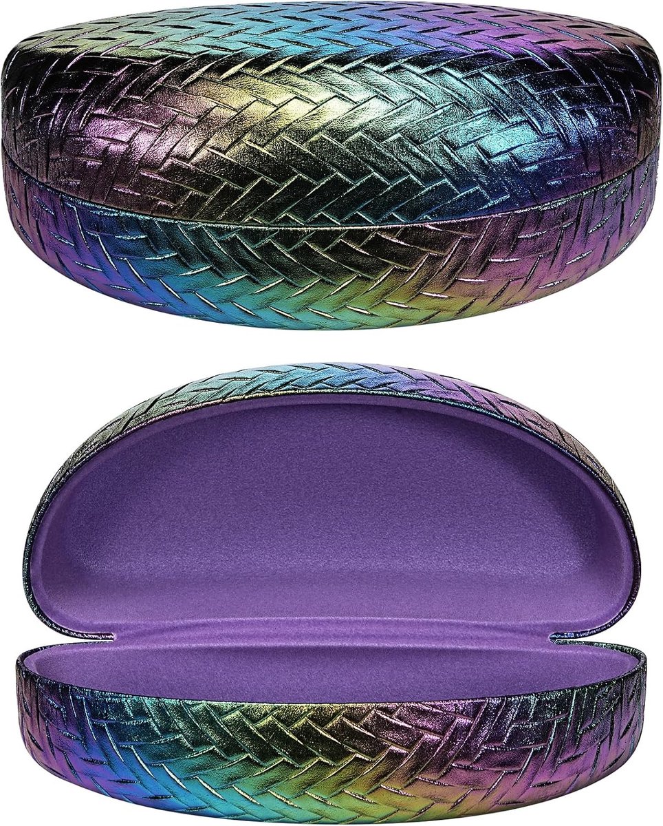 Zonnebril etui groot - PU leer - geweven parelmoer gradient - beschermt uw brillen - ShopVlot