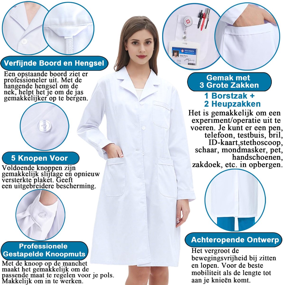 Laboratoriumjas M - Katoen - Witte Doktersjas - Ideaal voor Medisch Gebruik - ShopVlot
