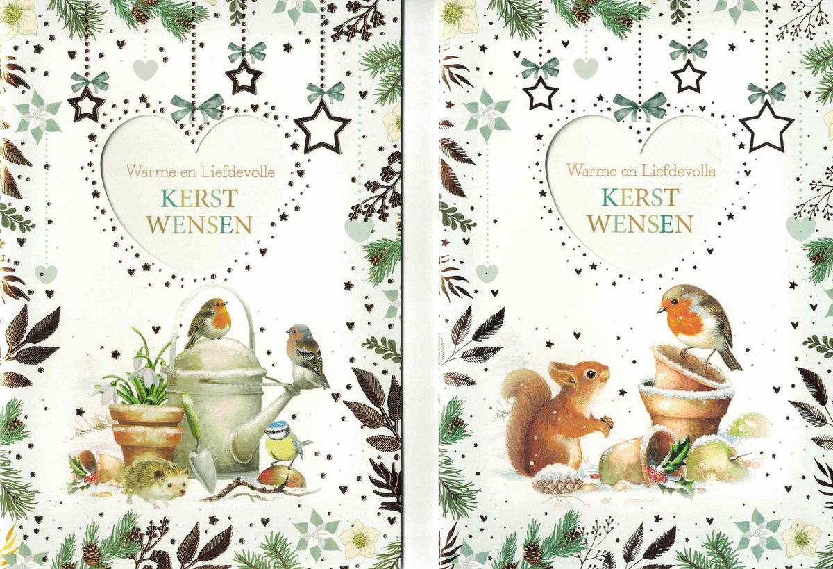 Wenskaarten - kerstkaart - set van 8 - 8 luxe kerstkaarten - 2 x 4 luxe kerstkaarten met envelop