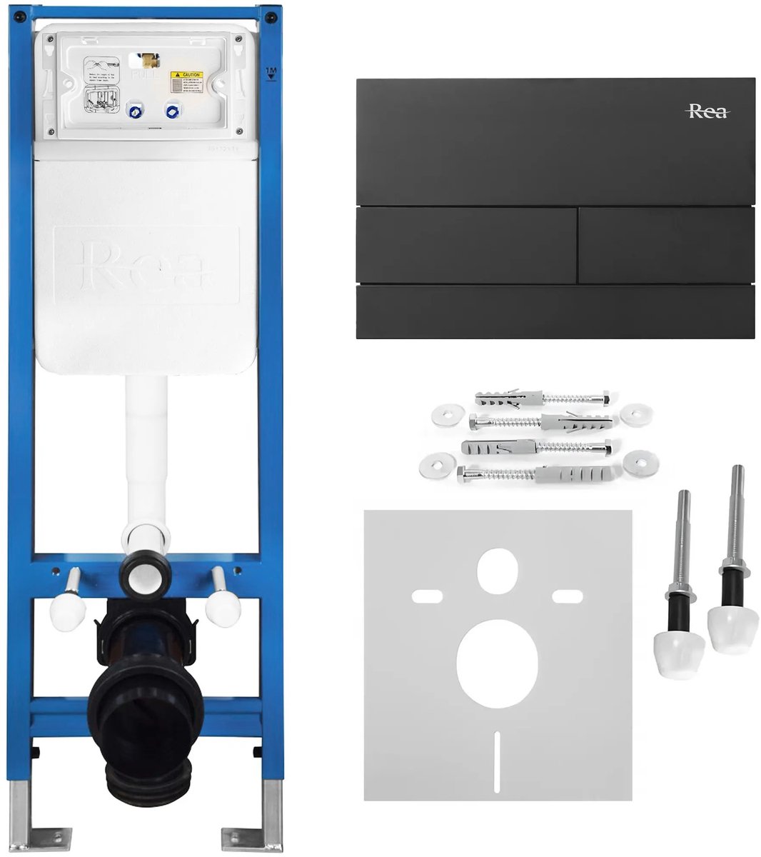 Rea - Inbouwframe Set Voor Wc Slim 024n Met T Black Matt Bedieningsplaat - 22 x 35,2 x 106,2 cm