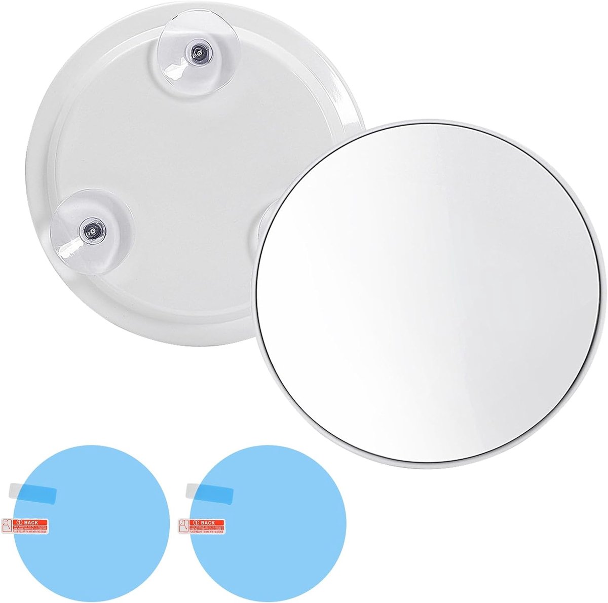 SnelShoppen - 3-voudige Vergrotingsspiegel Draaibaar met Zuignap - Kleine Make-up Spiegel voor Nauwkeurige Make-up en Ontharing - Wit Glas - Draagbaar