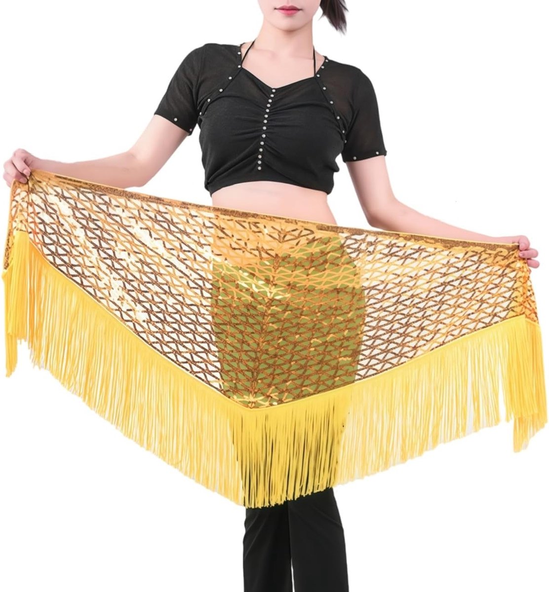 Dansrok met glinsterende pailletten - Franje - Shiny hip wrap - Perfect voor festivals - ShopVlot