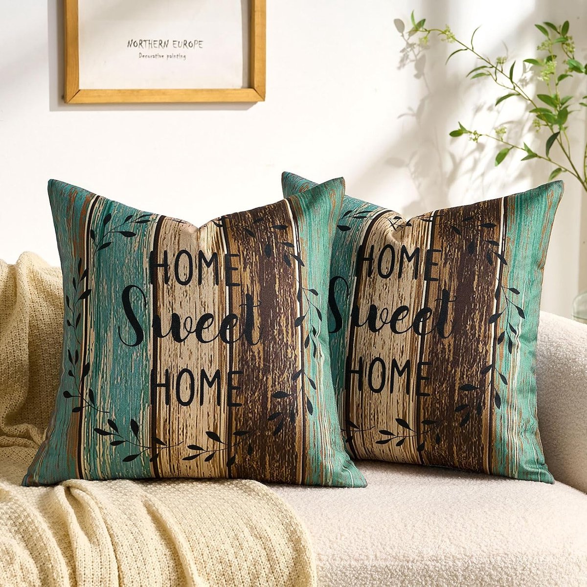 Kussenhoes 50 x 50 cm - Kunstlinnen - Groen met strepen - Perfect voor bank of balkon - ShopVlot