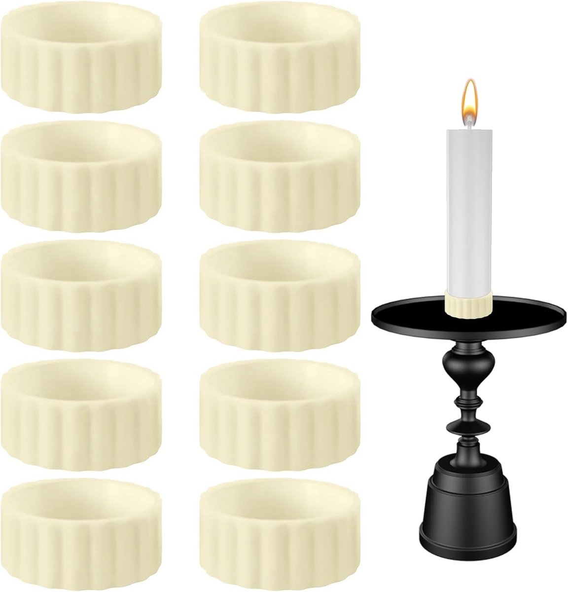 Kaarsenstandaard 10 stuks - rubber kaarsenhouder - antislip silicone - ideaal voor diner en kerstboom - ShopVlot
