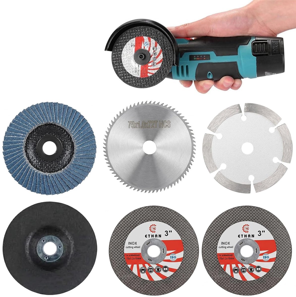 Doorslijpschijvenset 75 mm - 6-delig - voor metaal, hout, kunststof en steen - veelzijdige snijaccessoires - ShopVlot