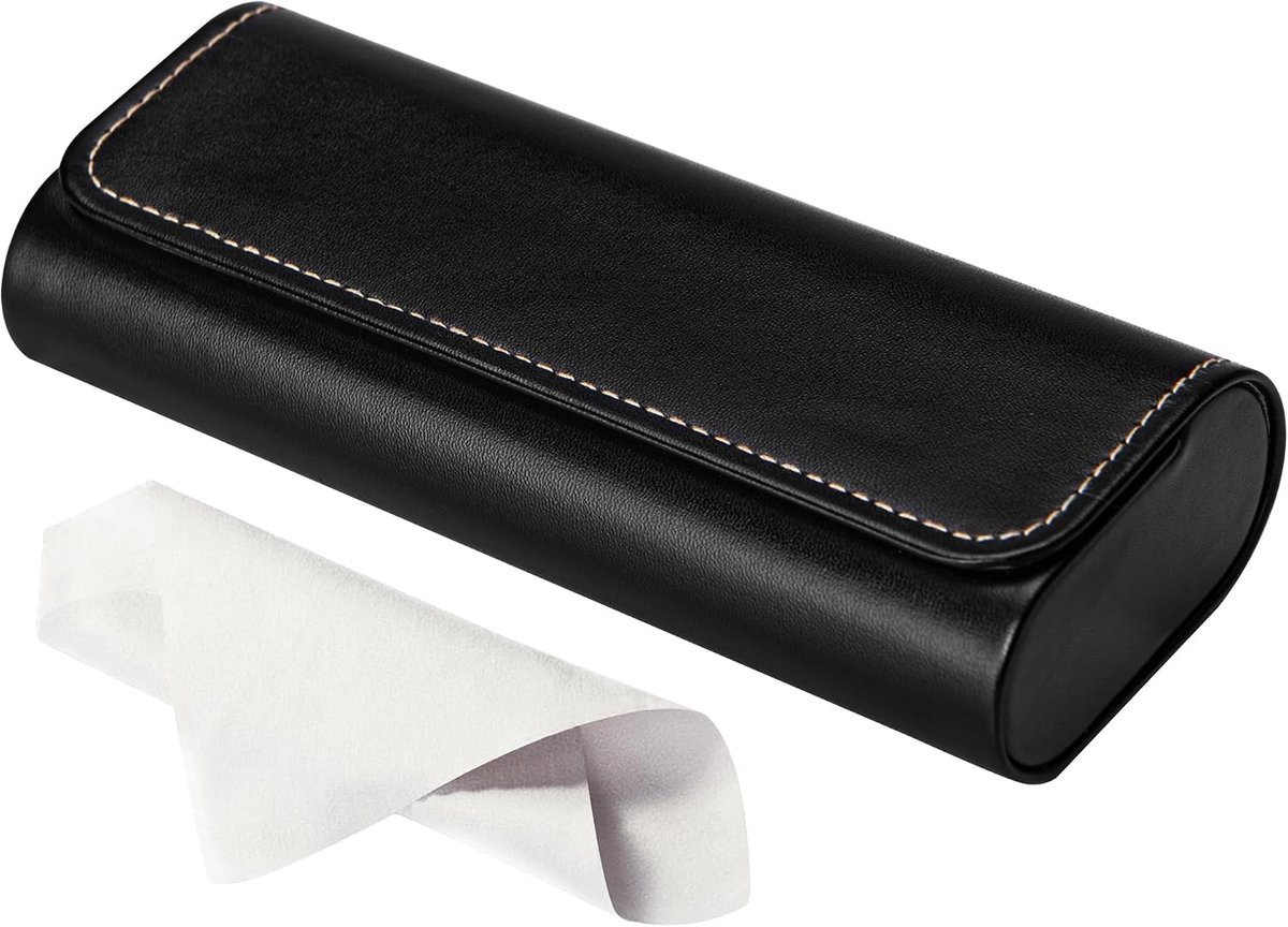 Bril etui hard case - premium leer - elegant zwart - ideaal voor reizen - ShopVlot