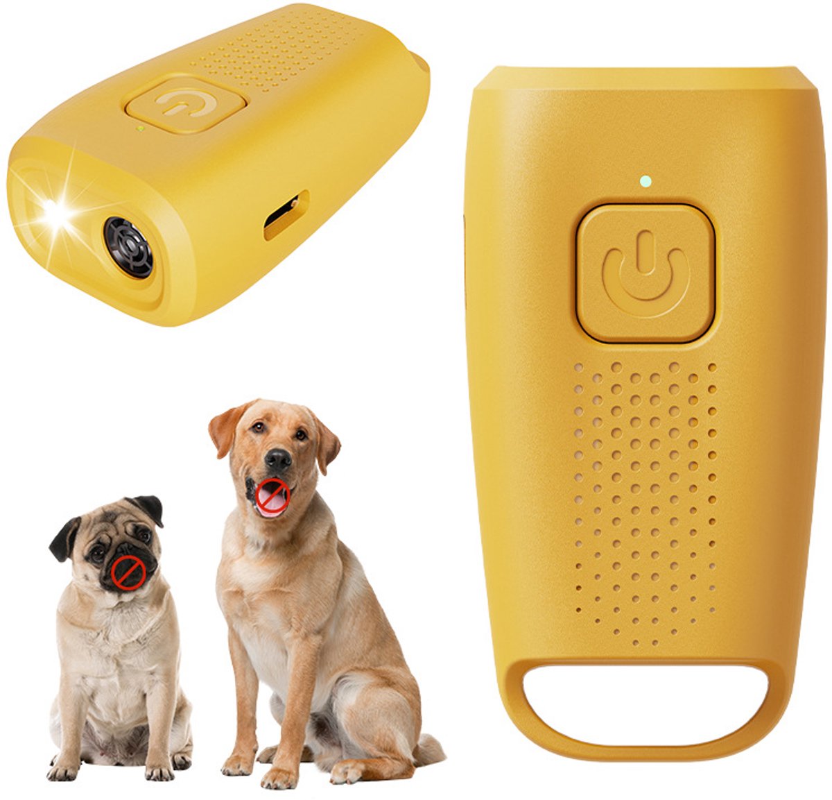 Claoner Ultrasonische blafwering voor honden - Pets - Ultrasone Anti Blaf Apparaat - Oplaadbaar - Anti-blaf training - Stil en effectief - Geel