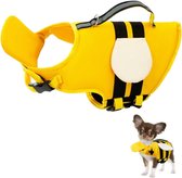Hondenzwemvest - Maat XS - Hoog drijfvermogen - Extra kinondersteuning - Verstelbaar handvat - Reflecterende rand en stevige reddingsgreep - Zwemvest Hond voor kleine honden - Voor teckel, bulldog, bichon en kleine middengrote rassen - Bijenstijl