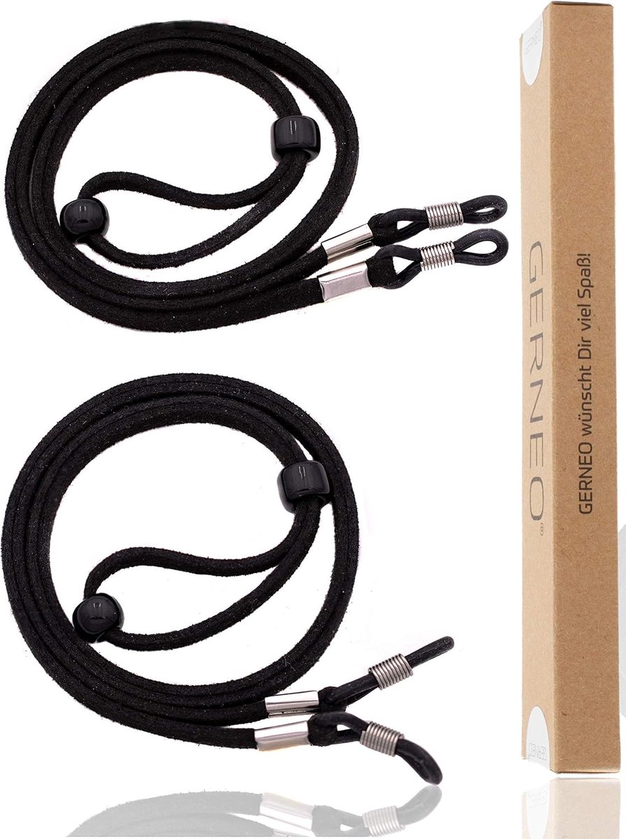 Brilkoord suede-look - unisex PU brillenkoord - houders zilver - ideaal voor zonnebrillen en leesbrillen - ShopVlot