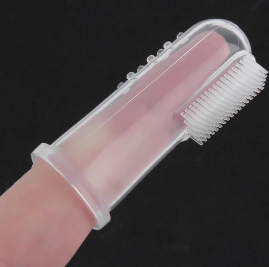 2x Vingertandenborstel - Baby tandenborstel - Tandenborstel op vinger - Siliconen tandenborstel - Vingerborstel dieren - Finger toothbrush - Transparant - Siliconen - Jonyx — afbeelding 2