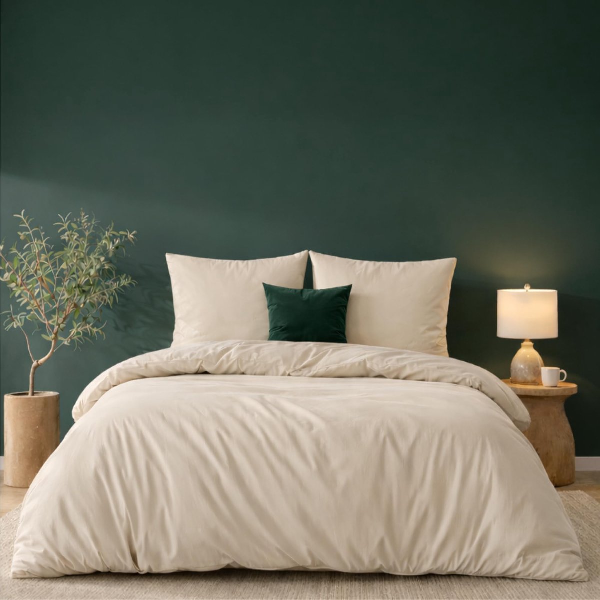 Dekbedovertrek 260x240 cm - beige microvezel - Oeko-Tex - luxe beddenset voor volwassenen - ShopVlot