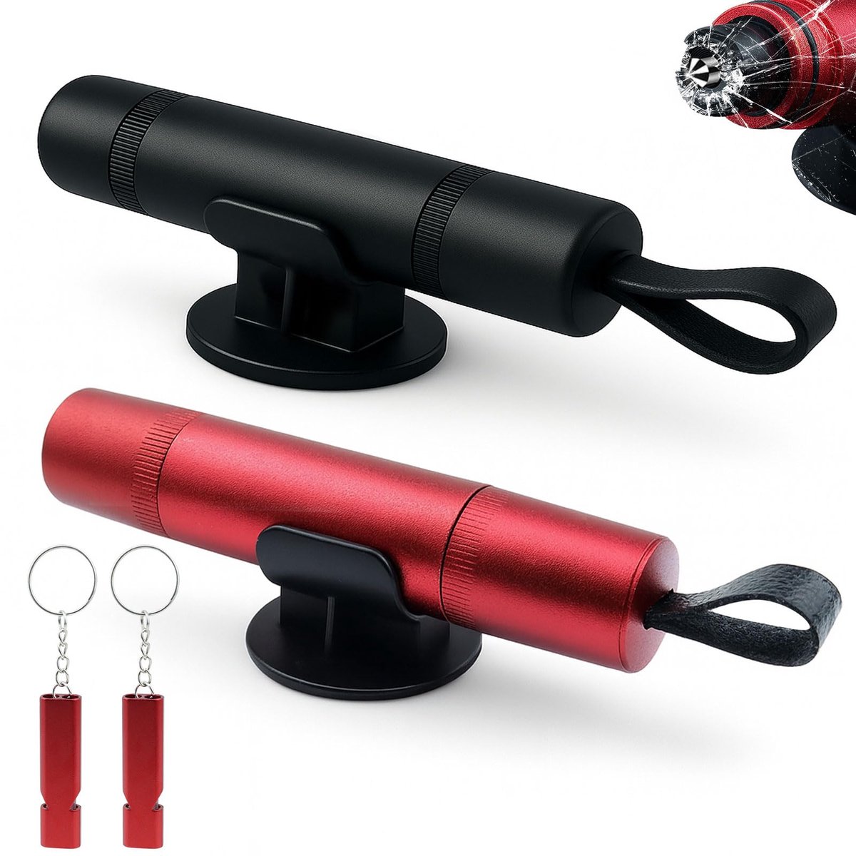 Noodhamer auto 2-in-1 - veiligheidshamer met gordelsnijder - inclusief 2 noodfluitjes voor noodgevallen - ShopVlot